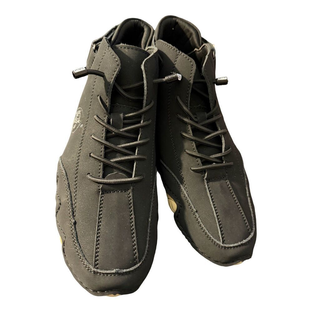 NEW Men's Flyland Casual Leather Ankle Chukka Walking Boots Black Size 41/8